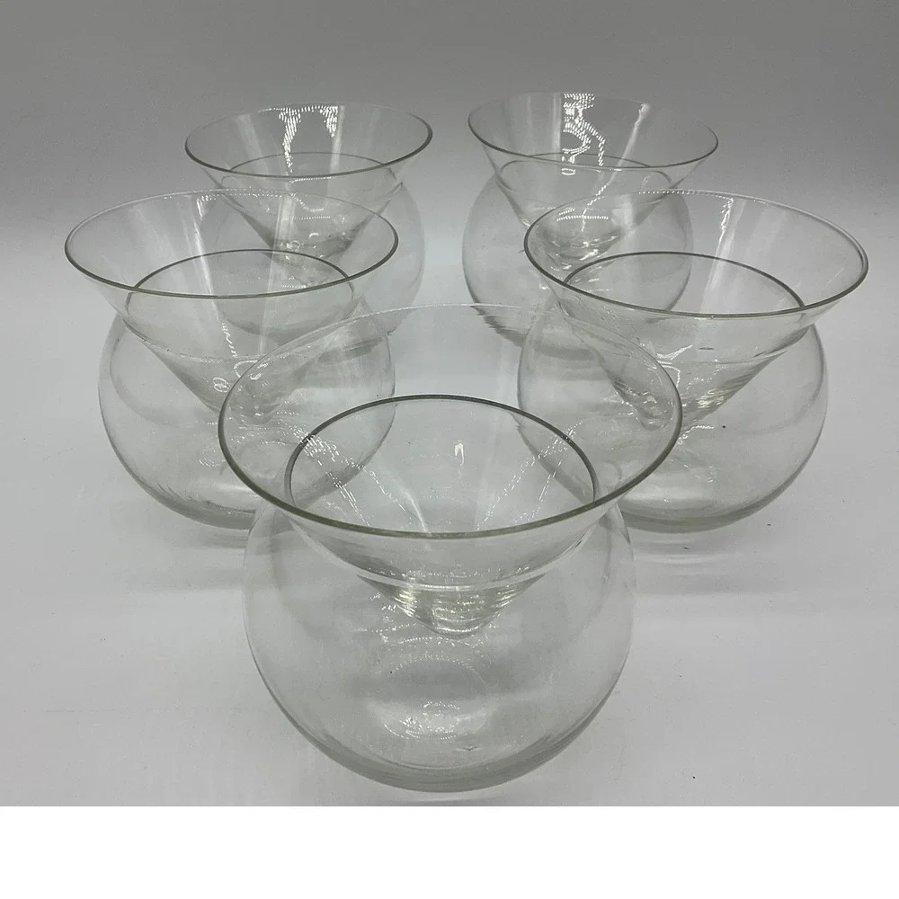Martini Chiller Bowls Set of 5 Clear Glass 2-Piece Shrimp Cocktail Party